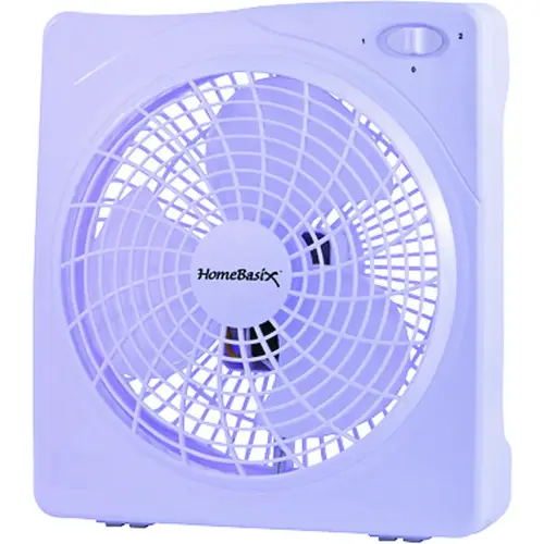 PowerZone F-1022 Box Fan, 120 VAC, 10 in Dia Blade, 3-Blade, 3-Speed, 3 Speed, White