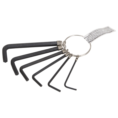 Hex Key Set SAE, 6-Piece, Carbon Steel, Black Oxide, Black, Specifications: SAE Measurement