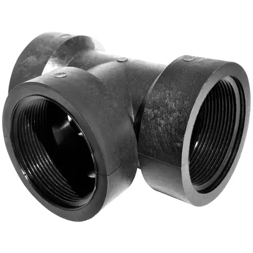 Pipe Tee, 3 in, FNPT, Polypropylene, Black, SCH 80 Schedule