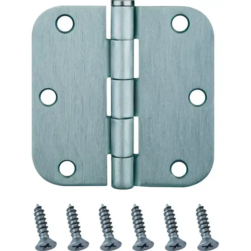 Door Hinge, Steel, Satin Chrome, Loose Pin, 180 deg Range of Motion, Screw Mounting - pack of 2