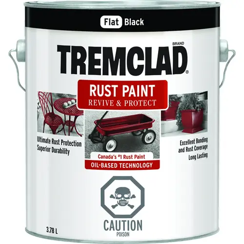 TREMCLAD Rust Paint, Flat, Black, 3.78 L, Can