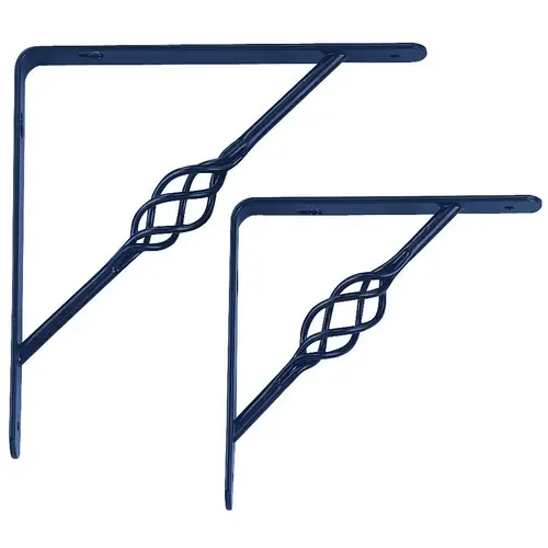 Decorative and Elegant Shelf Bracket, 220 lb/Pair, 8 in L, 8 in H, Steel, Black