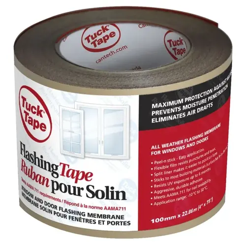 505-02 Flashing Tape, 22.86 m L, 100 mm W, Polypropylene Backing, Red