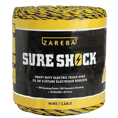 Zareba HDW1320YA-Z Sure Shock Heavy-Duty Polywire, 3-Conductor, Aluminum Conductor, 1320 ft L