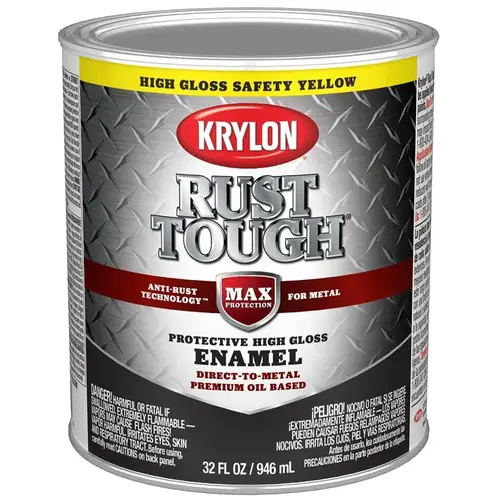 Rust Tough Gloss Anti-Rust Safety Color Rust Control Enamel, Safety Yellow, 1 Qt.