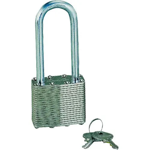 Padlock, Keyed Alike Key, Standard Shackle, 1/4 (6.3) in (mm) Dia Shackle, Steel Shackle Laminated/Nickel - pack of 2