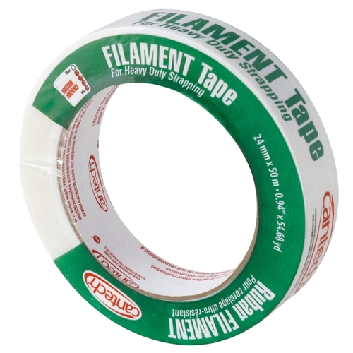 379-24 Filament Tape, 50 m L, 24 mm W, Clear