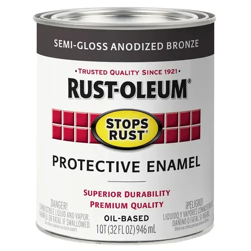 Stops Rust Protective Enamel Paint, Semi-Gloss, Anodized Bronze, 1 qt