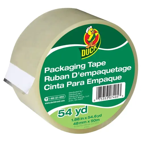 DUCK 240408 Packaging Tape, 54.6 yd L, 1.88 in W, Clear