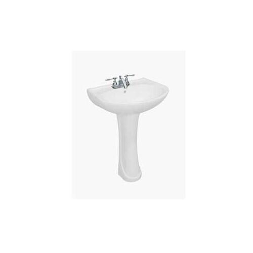 Foremost TP22074W Pedestal Sink, 4 in Faucet Centers, Vitreous China, 18-1/4 in OAL, 22-3/4 in OAW, 31-3/4 in OAH