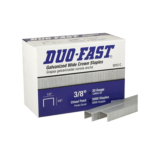 Duo-Fast 1015278/650930 1015278 Staple, 1/2 in W Crown, 3/8 in L Leg, 20 ga Gauge, Steel, Galvanized - pack of 5000