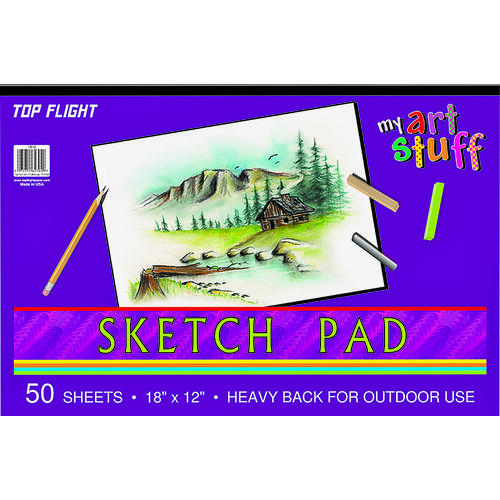 TOP FLIGHT 4807304 Sketch Pad, Drawing Sheet, 18 in L x 12 in W Sheet, 50-Sheet