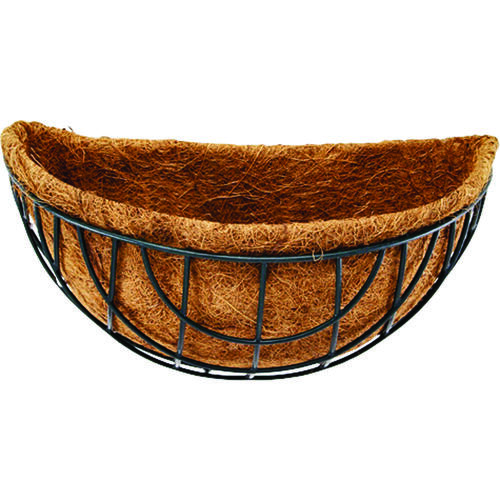 Wall Basket with Natural Coconut Liner, Half-Circle, 22 lb Capacity, Matte Black