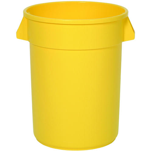 Trash Receptacle, 32 gal Capacity, Plastic, Yellow