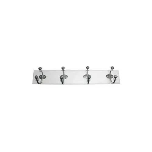 Utility Hook Rack, 10 kg, 4-Hook, Metal, Chrome Gray/White