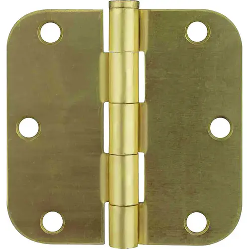 Door Hinge, Steel, Satin Brass, Loose Pin, 180 deg Range of Motion, Screw Mounting