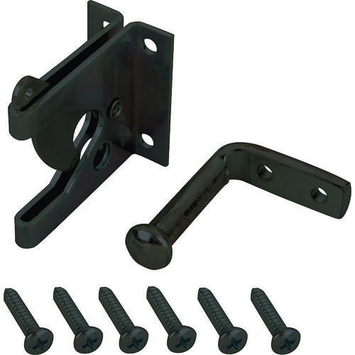 Gate Latch, 3/8 in Bolt Head, 2 in L Bolt, Steel, Powder-Coated Black