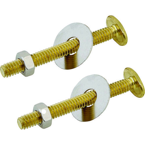 Bolt Set, Steel, Brass, For: Use to Attach Toilet to Flange - pack of 2