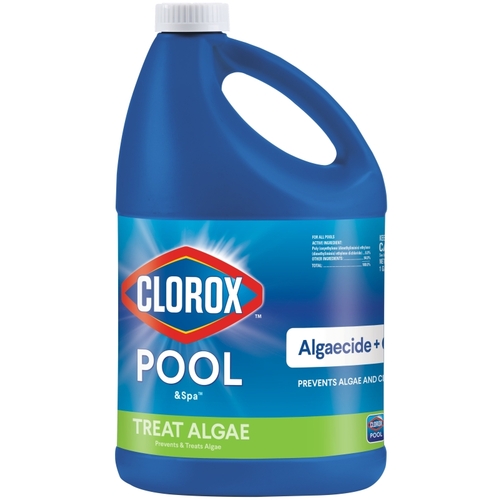 CLOROX 43128CLX 42128CLX Algaecide and Clarifier, 128 oz, Liquid, Mild, Blue/Green