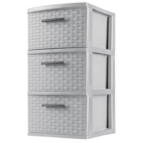 Weave Drawer Unit, 3-Drawer, Plastic, 12-5/8 in OAW, 24 in OAH, 15 in OAD - pack of 2