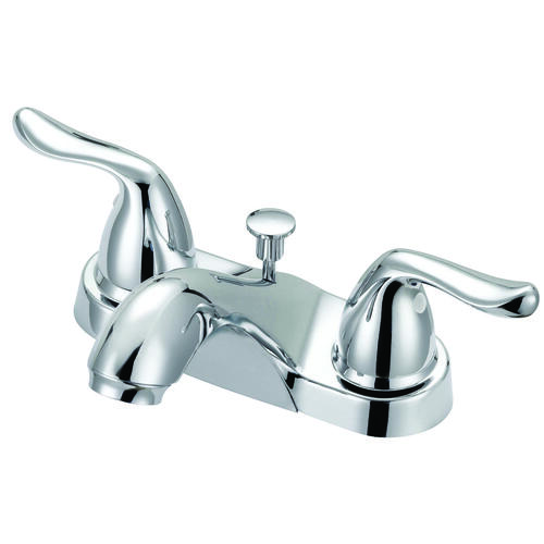 Lavatory Faucet, 1.2 gpm, 2-Faucet Handle, 3-Faucet Hole, Metal/Plastic, Chrome Plated