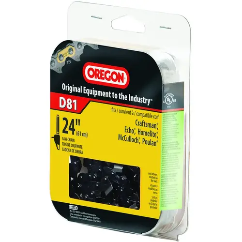 Oregon D81 Chainsaw Chain, 24 in L Bar, 0.05 Gauge, 3/8 in TPI/Pitch, 81-Link