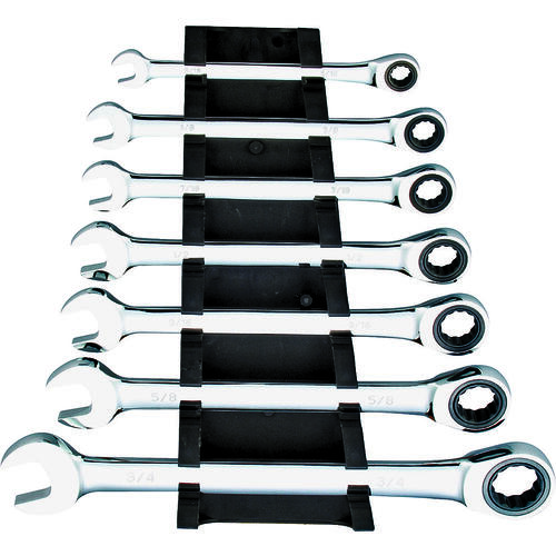 Wrench Set, 7-Piece, Chrome Vanadium Steel, Mirror Polish, Silver, Specifications: Metric