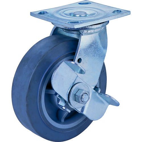 Swivel/Brake Caster, 5 in Dia Wheel, 2 in W Wheel, Thermoplastic Rubber Wheel, Gray, 450 lb