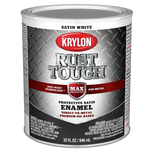 Rust Tough Enamel, Satin, White, 1 qt - pack of 2