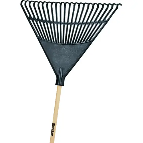 Lawn/Leaf Rake, Poly Tine, 22-Tine, Hardwood Handle, 48 in L Handle