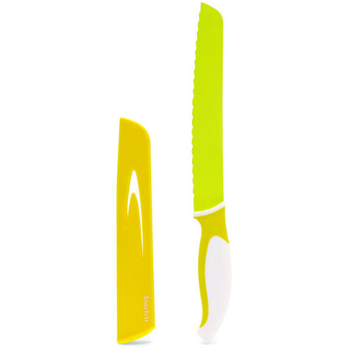 093898006NEW1 Bread Knife, 8 in L Blade, High-Carbon Stainless Steel Blade, White/Yellow Handle