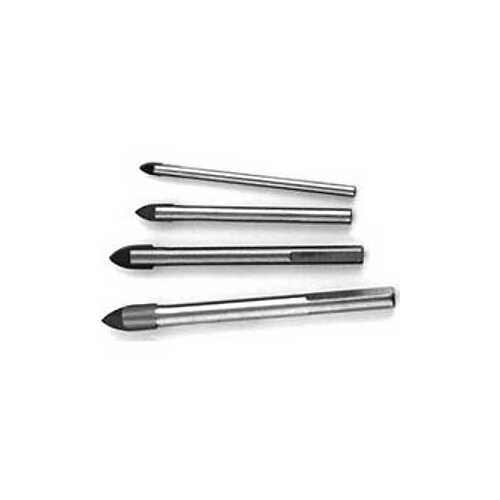 Glass and Tile Drill Bit Set, 4-Piece, Carbon Steel, Metallic Gray