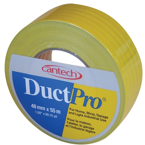 DUCTPRO 39705 Duct Tape, 55 m L, 48 mm W, Polyethylene Backing, Yellow