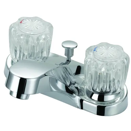 Lavatory Faucet, 1.2 gpm, 2-Faucet Handle, 3-Faucet Hole, Metal/Plastic, Chrome Plated