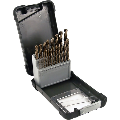 Metal Index Drill Bit Set, 21-Piece, M35 Steel with 5% Cobalt, Coffee