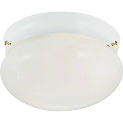 Two Light Round Ceiling Fixture, 120 V, 60 W, 2-Lamp, A19 or CFL Lamp, White Fixture