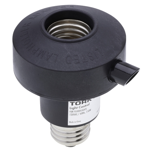 Tork RKPS201BK RKP Series Floodlight Photocontrol Socket Adapter, 150/75 W, Black