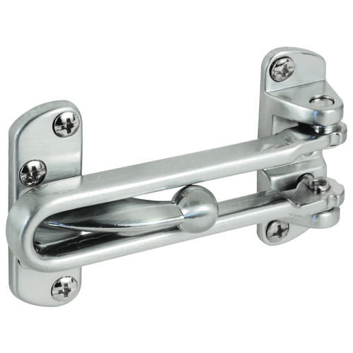 Door Guard, 3-7/8 in L, 2-1/2 in W, Metal, Chrome