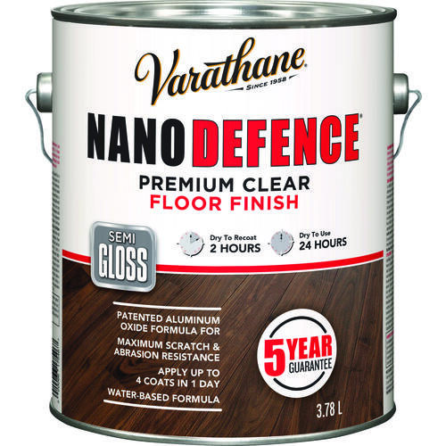 NANO DEFENCE Premium Floor Finish, Semi-Gloss, Liquid, Clear, 3.78 L, Can