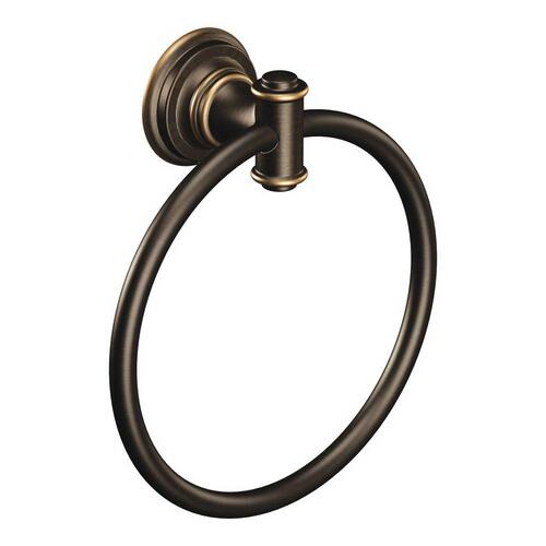 Moen DN9186BRB Ellsworth Series Towel Ring, 6 in Dia Ring, 22 lb, Aluminum/Zinc, Mediterranean Bronze, Screw Mounting