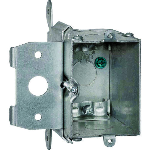 Outlet Box, 1 -Gang, 5 -Knockout, Galvanized Steel, Silver, Box Mounting
