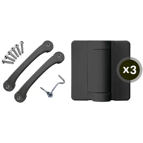 Hardware Kit, Poly, Black, For: Wood Screen Doors