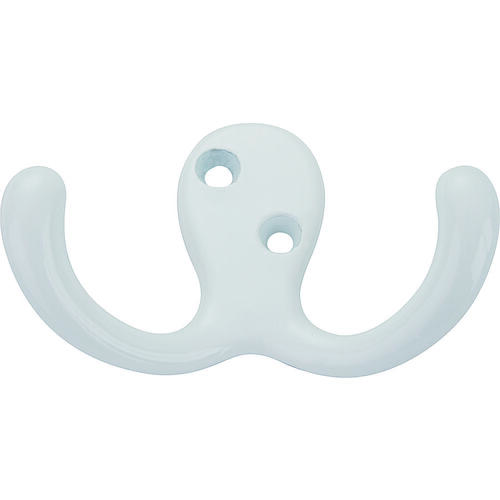 ProSource 23263WHB-PS Coat and Hat Hook, 22 lb, 2-Hook, 7/8 in Opening, Zinc, Powder-Coated