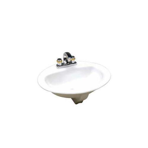 Foremost 130012-4W Bathroom Sink, Oval Basin, 4 in Faucet Centers, 3-Deck Hole, 17 in OAW, 20 in OAH, Vitreous China