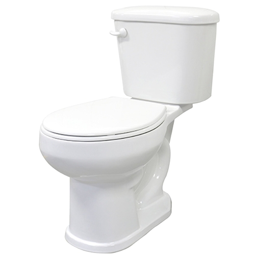 Toilet, Round Bowl, 1.28 gpf Flush, 15 in H Rim, White