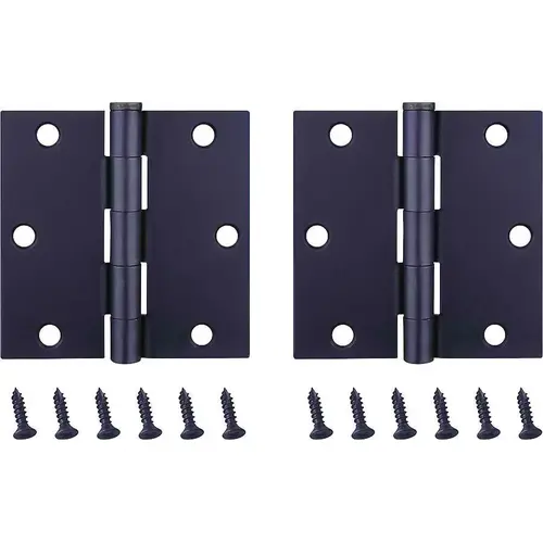 Square Corner Door Hinge, Steel, Oil-Rubbed Bronze, Loose Pin, 180 deg Range of Motion - pack of 2