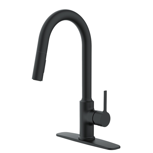 Contemporary Pull-Down Kitchen Faucet, 1.8 gpm, 1 -Faucet Handle, 1 or 3 Hole -Faucet Hole Matte Black