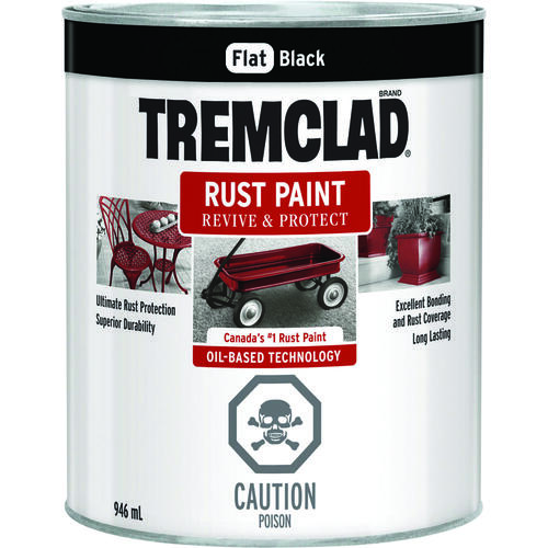 TREMCLAD Rust Paint, Flat, Black, 946 mL, Can