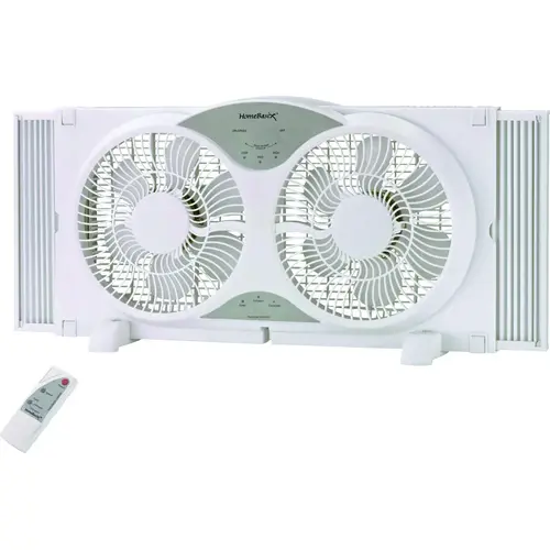 PowerZone BP2-9A Reversible Window Fan, 120 V, 9 in Dia Blade, 12-Blade, 3-Speed, Touch Panel and Remote Control White