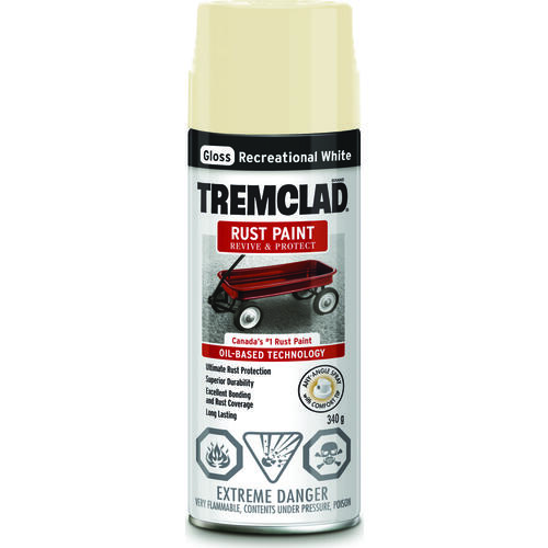 TREMCLAD Rust Spray Paint, Gloss, Recreational White, 340 g, Aerosol Can